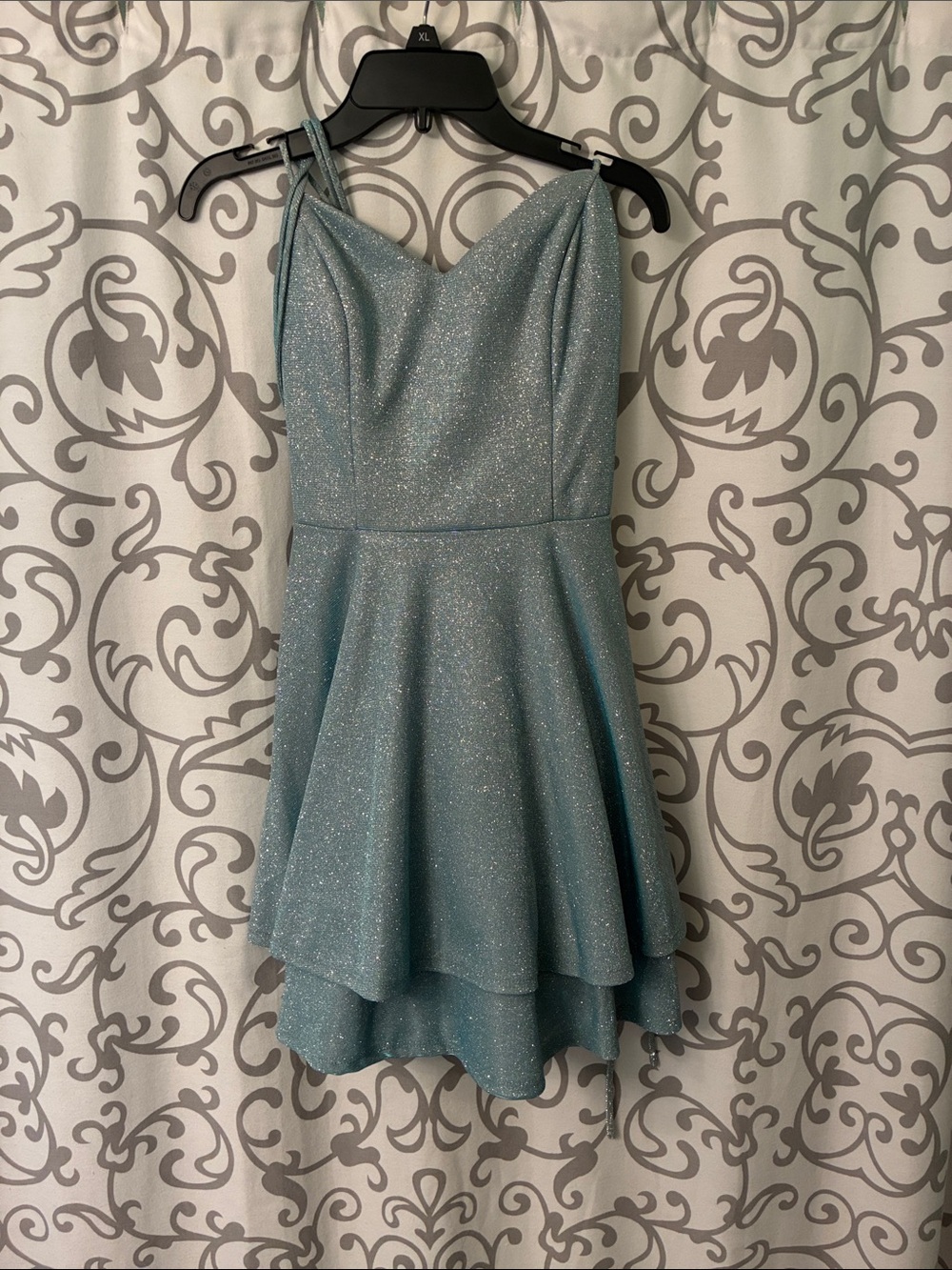 City Studio Sparkling Light Blue Sleeveless Fit-and-Flare Mini Dress